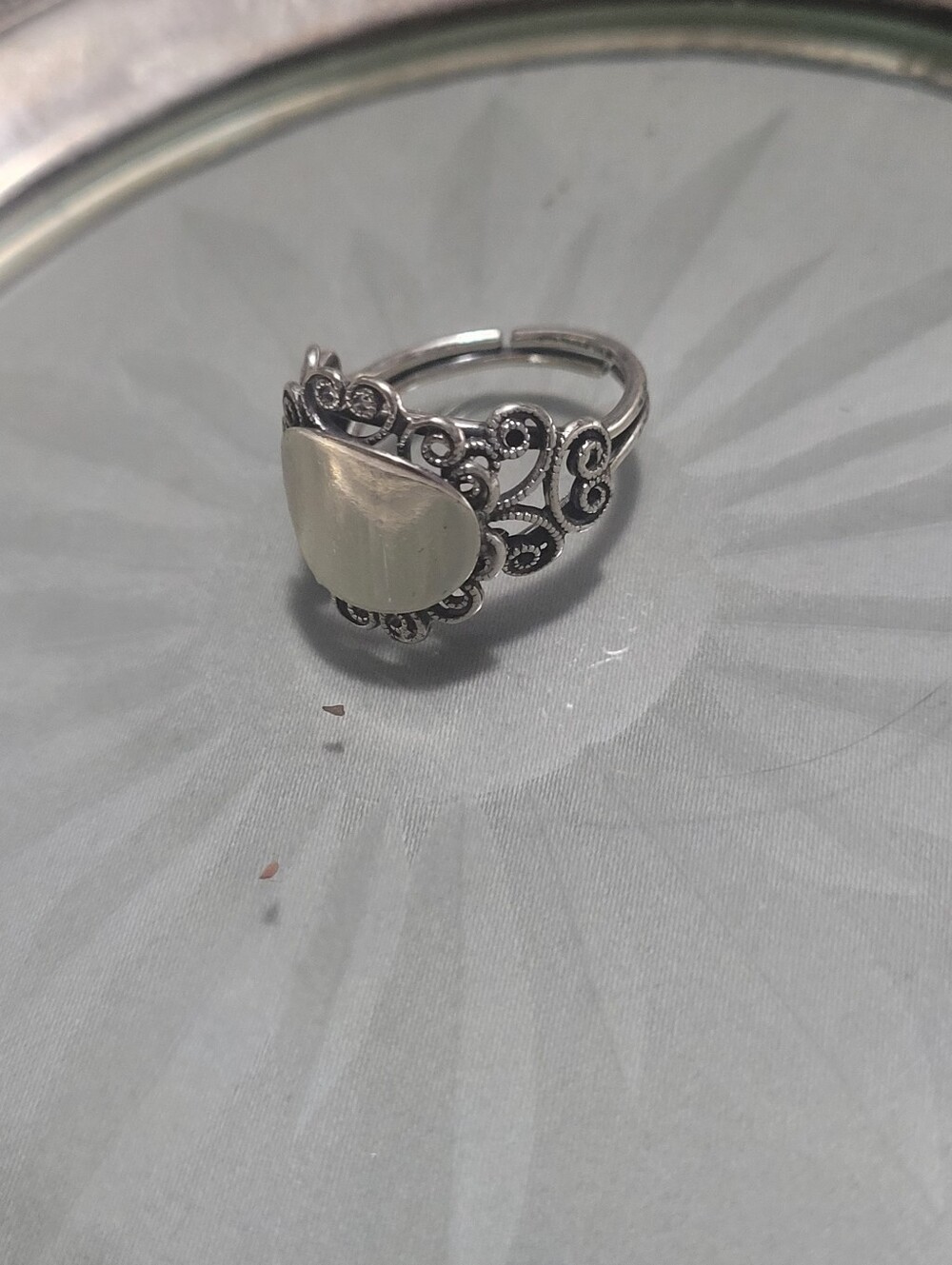 Silver Filigree Ring Adjustable - Women's Jewelry